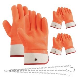 2 Pairs Propane Cylinder Handling Gloves with Chains Double Dipped PVC Forklift